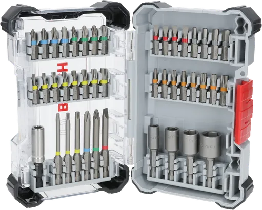 Bộ Extra Hard, 43 chi tiết Bộ tua vít Bosch Extra Hard 43 chiếc trong hộp trưng bày.