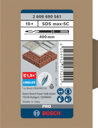 Bộ đục nhọn Bosch PRO SDS max-5C 400 mm 10 chiếc.