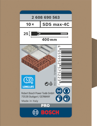 Đục phẳng Bosch SDS max-4C 25×400 mm 10 chiếc.