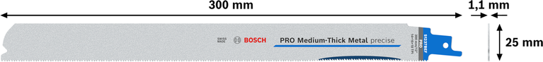 Lưỡi PRO Medium-Thick Metal precise S1237BEF, 1,1 x 25 x 300 mm, 5 chiếc Lưỡi dao Bosch PRO Medium-Thick Metal chính xác S1237BEF 300mm.