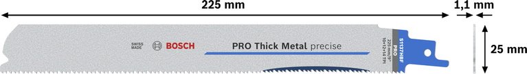 Lưỡi PRO Thick Metal precise S1137HBF, 1,1 x 25 x 225 mm, 5 chiếc Lưỡi cưa Bosch PRO Thick Metal chính xác S1137HBF 225 mm.