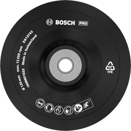 Đế đỡ PRO mềm, 125 mm, M14 Tấm lót Bosch PRO Backing Pad Soft 125 mm dành cho máy mài góc.