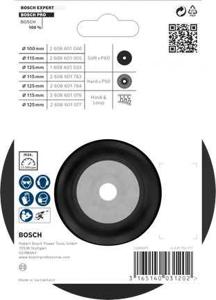 Đế đỡ PRO mềm, 115 mm, M14 Tấm lót lưng Bosch PRO mềm 115 mm.