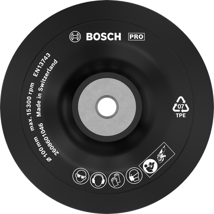 Đế đỡ PRO mềm, 125 mm, M10 Tấm lót Bosch PRO Backing Pad Soft 100 mm dành cho máy mài góc.