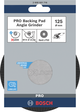 Đế đỡ PRO cứng, 125 mm, X-Lock Tấm lót Bosch PRO 125 mm X-Lock.