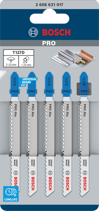 Lưỡi cưa lọng PRO Alu T127D, 100 mm, 5 chiếc Lưỡi cưa lọng Bosch PRO Alu T127D 100 mm 5 chiếc.