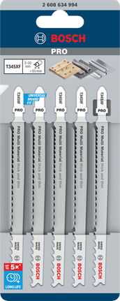 Lưỡi cưa lọng PRO Multi Material thick and thin T345XF, 132 mm, 5 chiếc Lưỡi cưa lọng Bosch PRO T345XF 132 mm 5 chiếc.