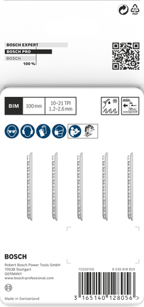 Lưỡi cưa lọng PRO Metal thick and thin T123XF, 100 mm, 5 chiếc Lưỡi cưa lọng Bosch PRO metal T123XF 100mm 5 chiếc.