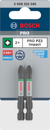 Mũi PRO Pozidriv Impact, PZ3, 55 mm, 2 chiếc Mũi khoan động lực Bosch PRO PZ3 55 mm 2 chiếc.