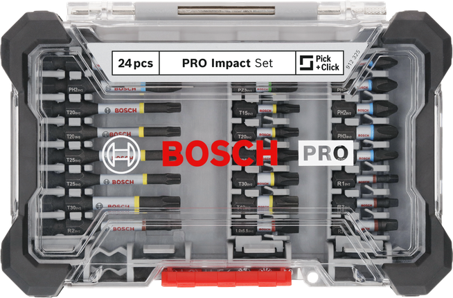 Bộ mũi tua vít PRO Impact, 24 chiếc Bộ đầu vít Bosch PRO Impact 24 chi tiết.
