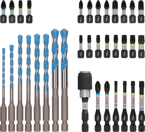 PRO Impact Mixed Set, 35 chiếc Bộ dụng cụ Bosch PRO Impact Mixed 35 món cho chức năng khoan đa năng.