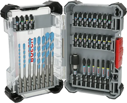 PRO Impact Mixed Set Bộ dụng cụ Bosch PRO Impact Mixed 35 món kèm theo các loại mũi khoan và mũi vặn vít.