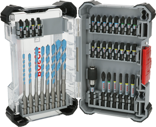 PRO Impact Mixed Set, 35 chiếc Bộ dụng cụ Bosch PRO Impact Mixed 35 món kèm theo các loại mũi khoan và mũi vặn vít.