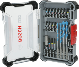 Bộ dụng cụ Bosch PRO Impact Mixed gồm 20 món với nhiều đầu mũi khoan khác nhau.