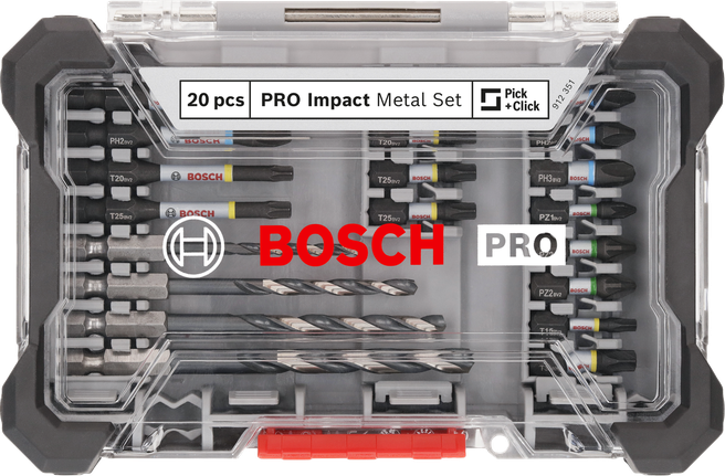 Bộ dụng cụ Bosch PRO Impact Metal 20 món.
