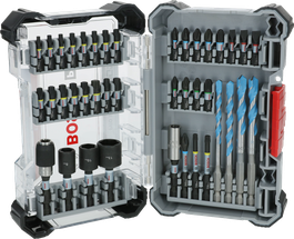 Bộ dụng cụ Bosch PRO Impact Mixed 40 món kèm theo mũi khoan và mũi khoan.