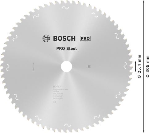 Lưỡi cưa tròn Bosch PRO Steel 305 mm T72 dùng cho kim loại.