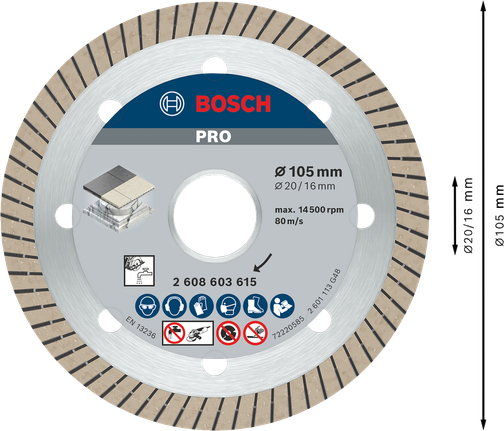 Đĩa cắt gạch kim cương Bosch PRO Ceramic 105 mm.