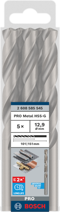Bộ mũi khoan Bosch PRO Metal HSS-G 12,9 mm, 5 chi tiết.