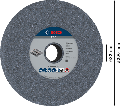 Đá mài kim loại Bosch PRO 200 x 25 x 32 mm G60.