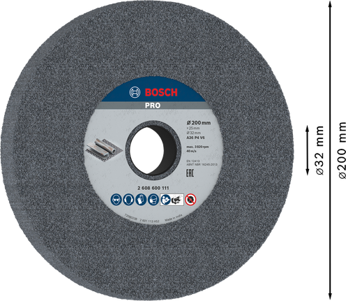 Đá mài kim loại Bosch PRO 200 x 25 x 32 mm G36.