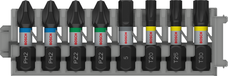 Bộ mũi vít Bosch PRO Impact 8 chiếc, nhiều kích cỡ khác nhau.