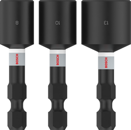 PRO Nutsetter Impact, 8 x 50, 10 x 50, 13 x 50 mm, 3 chiếc Bộ đầu xiết bu lông Bosch PRO Nutsetter 8, 10, 13 mm lục giác 1/4".