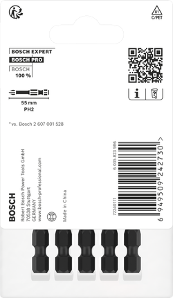 Bộ 5 mũi khoan Phillips Bosch PH2 55 mm.