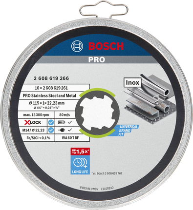 Đĩa cắt thép không gỉ Bosch PRO 115×1×22,23 mm.