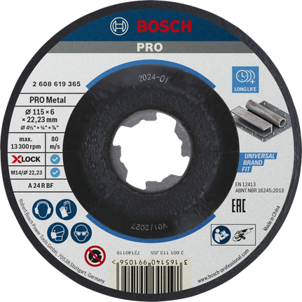Đĩa mài liên kết kim loại Bosch PRO, X-Lock 115 mm.