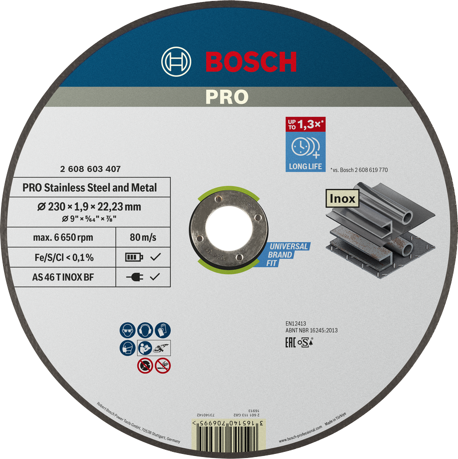Đĩa cắt kim loại và thép không gỉ Bosch PRO 230 mm.