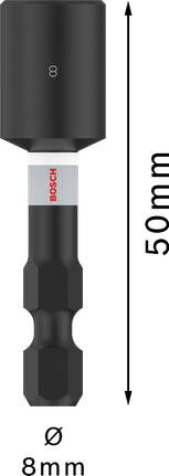PRO Nutsetter Impact, 8 x 50 mm Đầu siết đai ốc Bosch PRO 8x50mm, chuôi lục giác 1/4".
