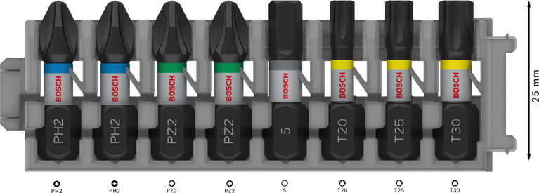 Bộ mũi vít Bosch PRO Impact 8 chiếc, 25 mm.