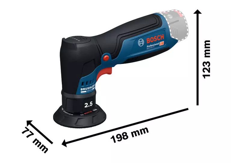 GEX 12V-77 Máy chà nhám quỹ đạo ngẫu nhiên Bosch GEX 12V-77, thiết kế nhỏ gọn.