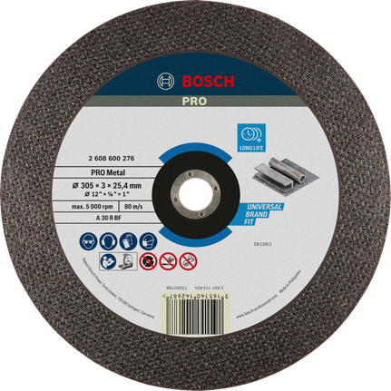 Đá cắt PRO Metal, 305 x 3 x 25,4 mm Đĩa cắt kim loại Bosch PRO 305 x 3 x 25,4 mm.