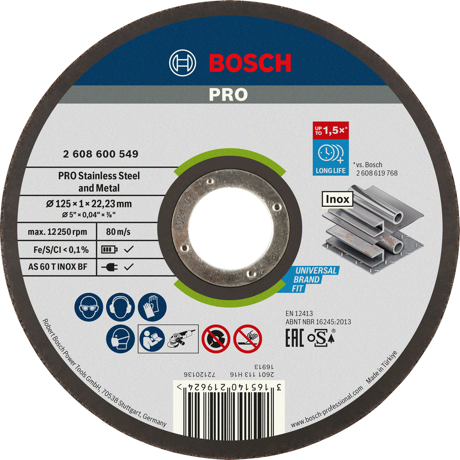 Đĩa cắt kim loại và thép không gỉ Bosch PRO 125 mm.