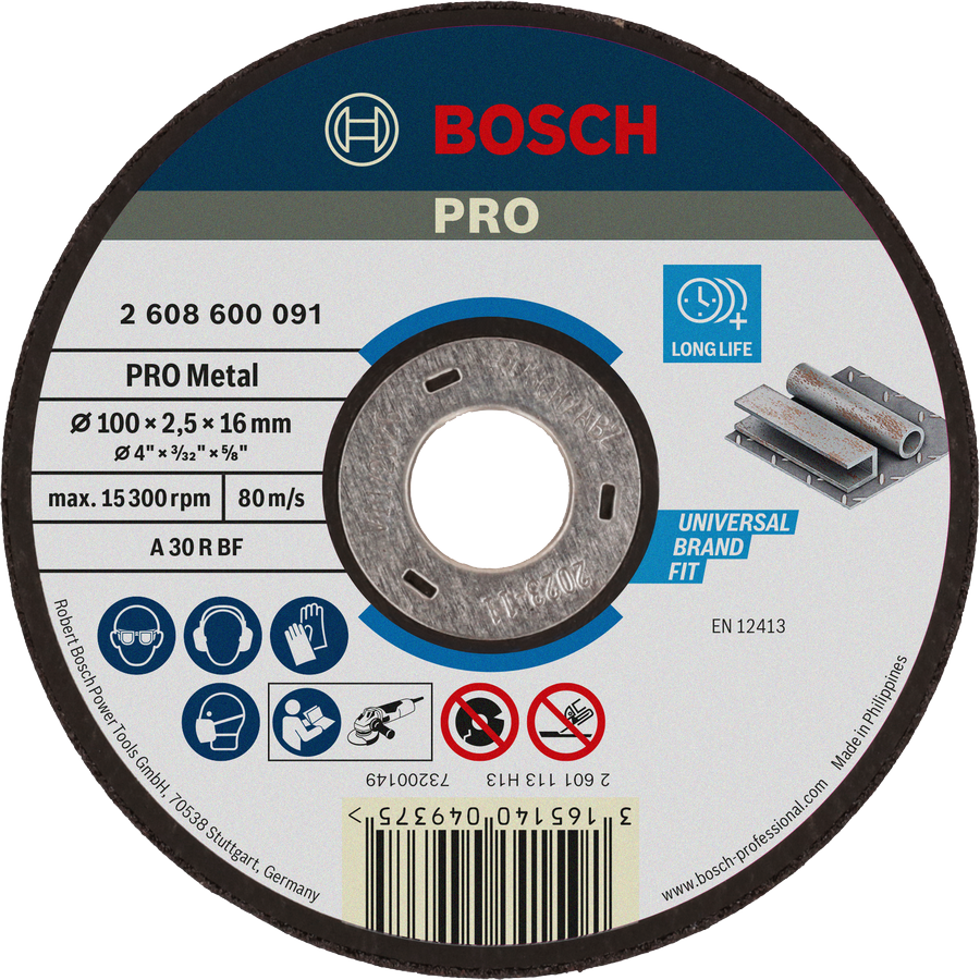 Đĩa cắt kim loại Bosch PRO 100 x 2,5 x 16 mm tuổi thọ cao.
