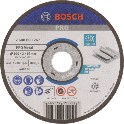 Đĩa cắt liên kết kim loại Bosch PRO 100 x 2 x 16 mm.