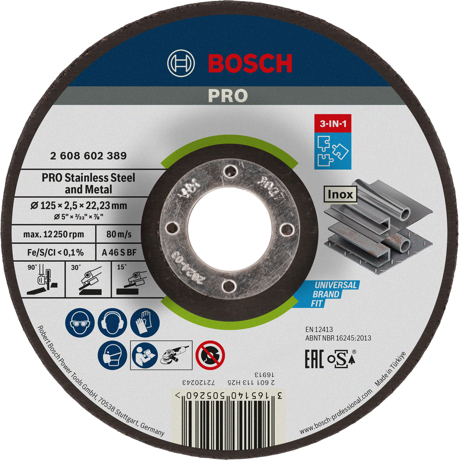 Đĩa Bosch PRO bằng thép không gỉ và kim loại 3 trong 1 125mm.