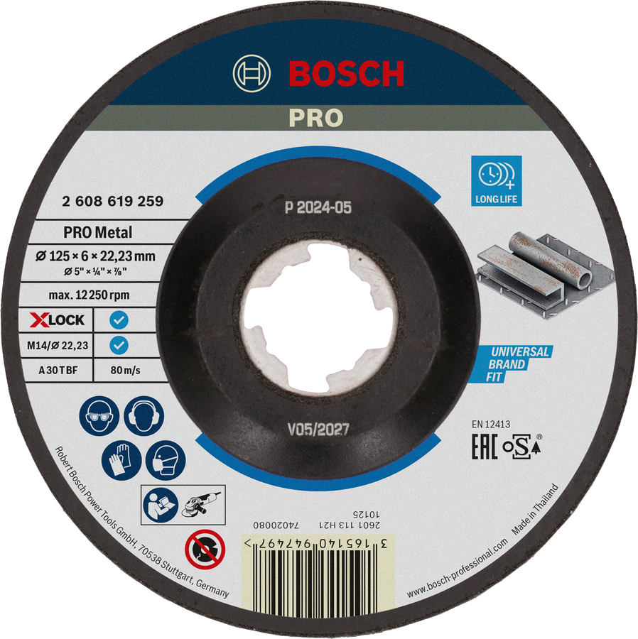 Đĩa mài kim loại liên kết Bosch PRO X-Lock 125mm.