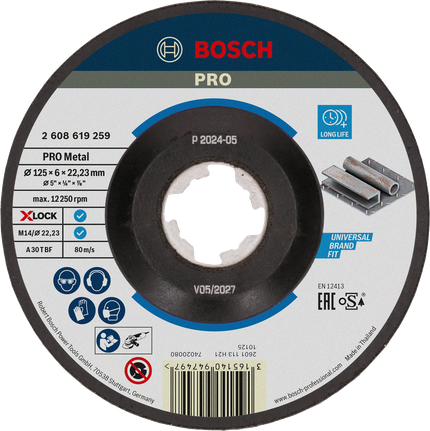 Đĩa mài kim loại liên kết Bosch PRO X-Lock 125mm.