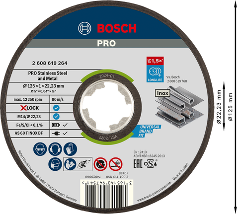 Đĩa cắt thép không gỉ Bosch PRO 125x1mm X-Lock.