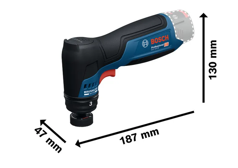 Máy chà nhám quỹ đạo Bosch GSS 12V-32 có kích thước.