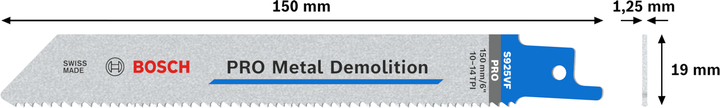 PRO Metal Demolition S1125VF Lưỡi cắt kim loại Bosch PRO Metal Demolition S1125VF, chiều dài 225 mm.