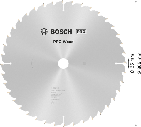 Lưỡi cưa tròn PRO Wood, 305 x 2,5 x 25 mm Lưỡi cưa tròn PRO Wood, 305 x 2,5 x 25 mm