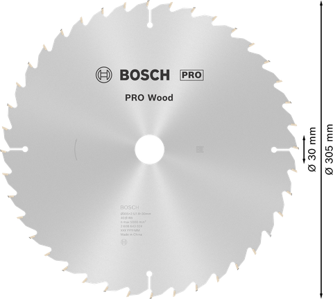 Lưỡi cưa tròn PRO Wood, 305 x 2,5 x 30 mm Lưỡi cưa tròn PRO Wood, 305 x 2,5 x 30 mm