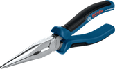 Kìm mũi dài Bosch có tay cầm tiện dụng màu xanh.