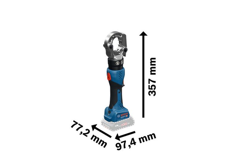 Máy ép thủy lực dùng pin Bosch GPH 18V-60 có kích thước.