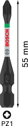Mũi PRO Pozidriv Impact, PZ1, 55 mm, 2 chiếc Mũi khoan động lực Bosch PRO Pozidriv PZ1 55 mm.