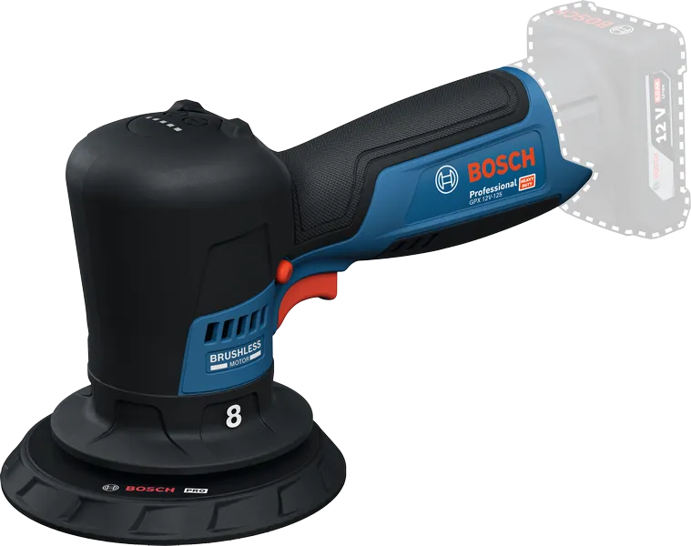 Máy đánh bóng không dây Bosch GPX 12V-125 có động cơ không chổi than.